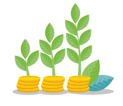 Coin stack with leaf icon